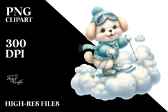 Playful Dog Skiing Clipart Product Image 2