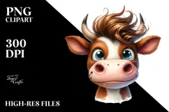 Funny Cow with Cool Hair PNG Product Image 2