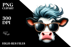 Funny Cow with Goofy Hair PNG Product Image 2