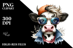 Funny Cow with Cool Hair PNG Product Image 2