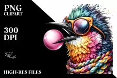 Vibrant Quirky Bird Sticker | High Detail Clipart Product Image 1