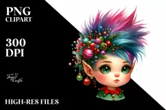 Baby Elf with Christmas Decorations, PNG Product Image 6
