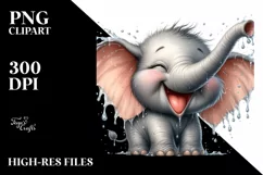 Detailed Elephant Portrait Tongue Clipart Product Image 1