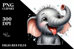 Detailed Elephant Portrait Tongue Clipart Product Image 1