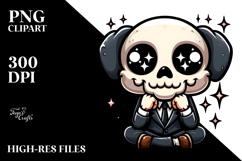 Silly Skull in Suit, Sparkly PNG Product Image 2