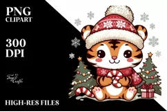 Cute Baby Tiger in Retro Style PNG Product Image 1