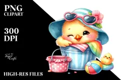Colorful Baby Chicken with Summer Clothes PNG Product Image 2