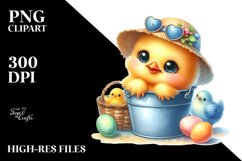 Colorful Baby Chicken with Summer Clothes PNG Product Image 2
