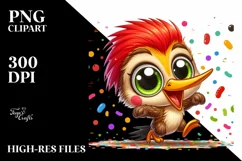 Colorful Baby Woodpecker PNG Product Image 1