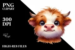 Thoughtful Baby Cow, High-Res PNG Product Image 3