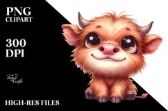 Thoughtful Baby Cow, High-Res PNG Product Image 1