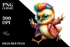 Revolted Baby Chicken Running, Transparent PNG Product Image 3