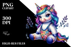 Colorful Baby Unicorn with Wrestler&#039;s Singlet PNG Product Image 3