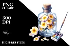 Bottle Primrose Watercolor Sublimation Clipart Product Image 1