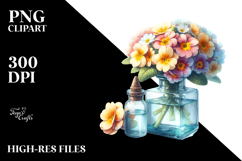 Bottle Primrose Watercolor Sublimation Clipart Product Image 2