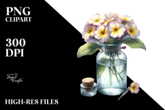 Bottle Primrose Watercolor Sublimation Clipart Product Image 2