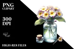 Bottle Primrose Watercolor Sublimation Clipart Product Image 2