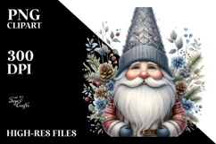 Detailed Watercolor Winter Gnome PNG Product Image 2