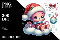 Cute Vibrant Retro Baby Octopus PNG Product Image 1