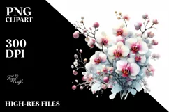 Orchid Washed Watercolor Sublimation Clipart Product Image 1
