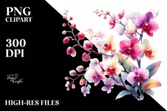 Orchid Washed Watercolor Sublimation Clipart Product Image 1