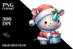 Expressive Baby Winter Rhino PNG Product Image 1