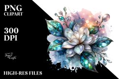 Abstract Watercolor Shiny Gardenia Clipart Product Image 1