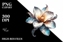 Abstract Watercolor Shiny Gardenia Clipart Product Image 1