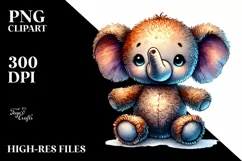 Smiling Cute Baby Elephant Plush, PNG Product Image 2