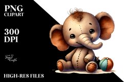 Smiling Cute Baby Elephant Plush, PNG Product Image 2