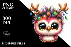 Expressive Baby Christmas Owl PNG Product Image 3