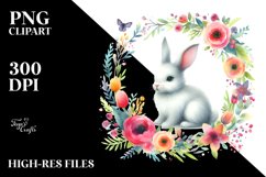 Vibrant Bunny Floral Frame | Clipart Product Image 1