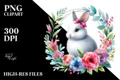 Vibrant Bunny Floral Frame | Clipart Product Image 1