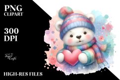 Cute Baby Polar Bear with Heart, Digital Painting Product Image 2