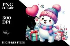 Baby Polar Bear Waving, PNG Product Image 2