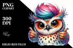 Cute Baby Owl Jumping PNG Product Image 1