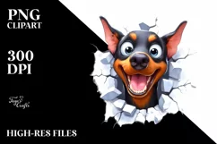Cute Crazy Doberman Pinscher Watercolor Clipart Product Image 3