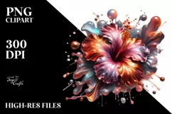 Glossy Hibiscus Watercolor Splash | Clipart Product Image 3