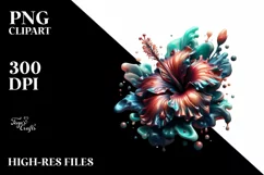 Glossy Hibiscus Watercolor Splash | Clipart Product Image 3