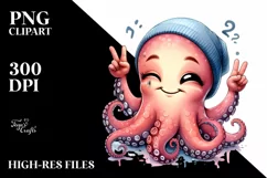 Funny Octopus Smiling Victory Tulip | Clipart Product Image 3