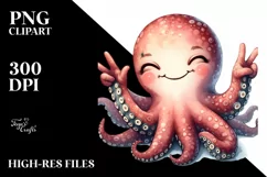Funny Octopus Smiling Victory Tulip | Clipart Product Image 3