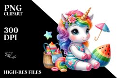 Colorful Baby Unicorn Beachwear | Clipart Product Image 3