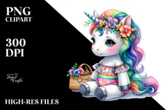 Colorful Unicorn Beachwear Clipart Product Image 2