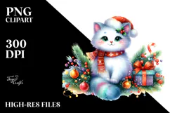 Colorful Cat with Christmas Decorations, PNG Product Image 2