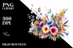 Colorfull Abstract Bouquet with Gold Foil | Sublimation | Product Image 3