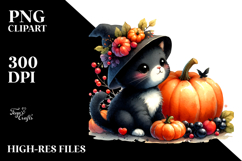 Cute Baby Black Cat Watercolor PNG Product Image 2