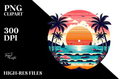 Retro Tropical Beach Sunset, 20 oz Tumbler Product Image 2