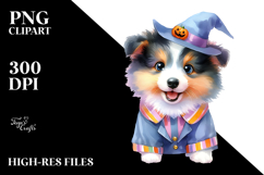 Cute Watercolor Collie for Halloween PNG Product Image 2