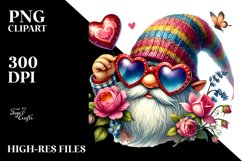 Detailed Valentines Gnome with Sunglasses, Transparent PNG Product Image 2