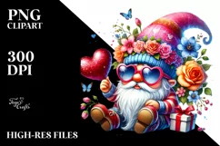 Detailed Valentines Gnome with Heart Shaped Sunglasses PNG Product Image 2